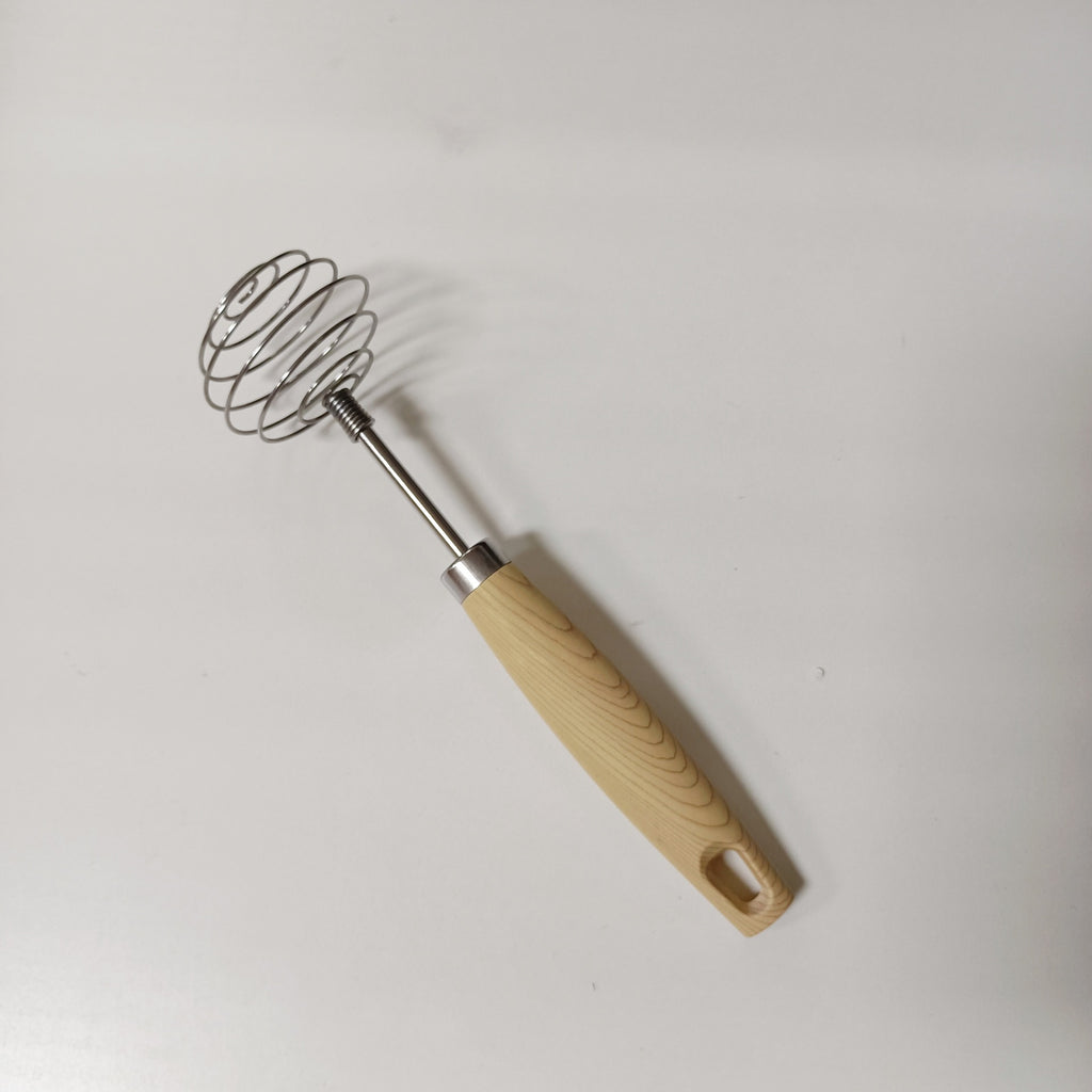Wooden-Handled Kitchen Utensil Egg Beater Manual