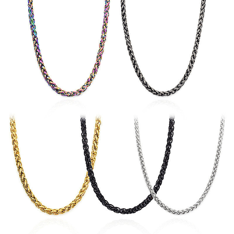 Men'S Simple Titanium Steel Flower Basket Necklace