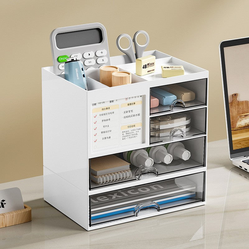 Divided Pen Holder Transparent Drawer-Style Multi-Functional Desk Organizer