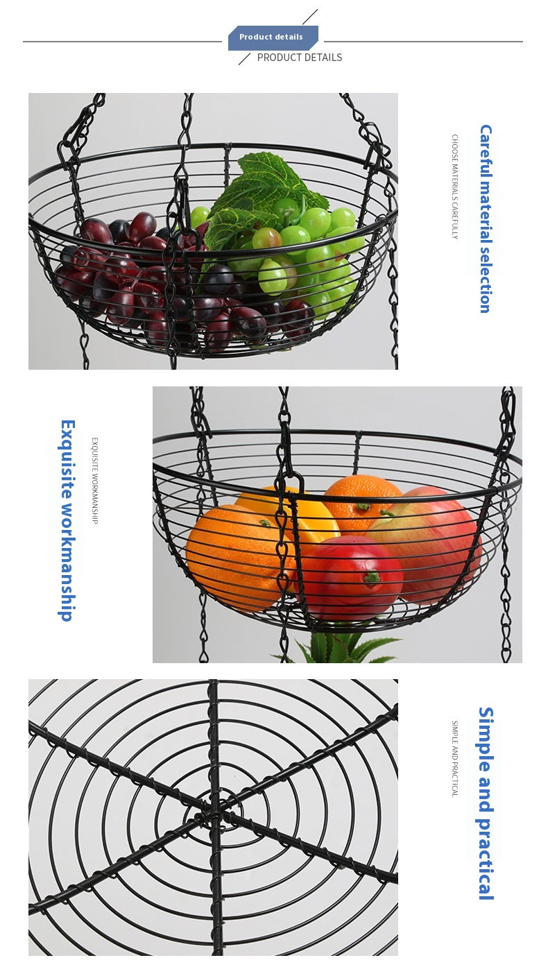 European Iron Fruit Basket Creative Three-Layer