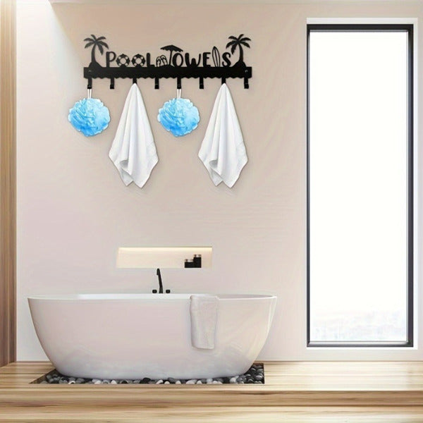Wall-Mounted 8-Hook Towel Storage Rack