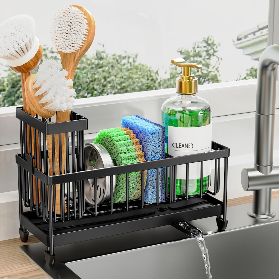 Kitchen Sink Caddy Organizer with Brush Holder