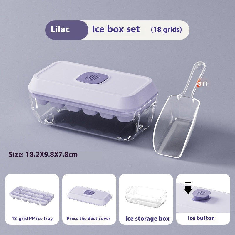 32 Grid Silicone Ice Cube Tray Mould With Lid Shovel Storage Box Remove
