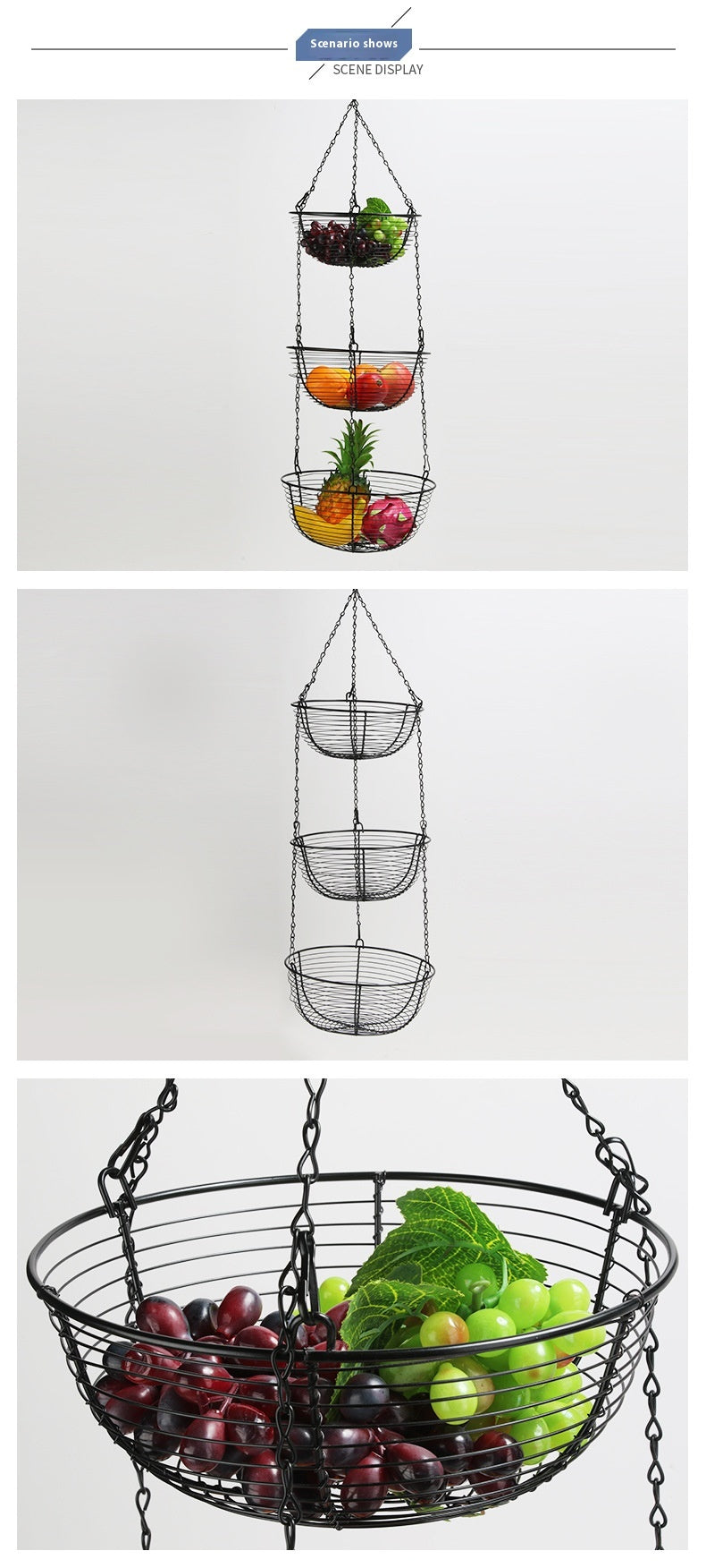 European Iron Fruit Basket Creative Three-Layer