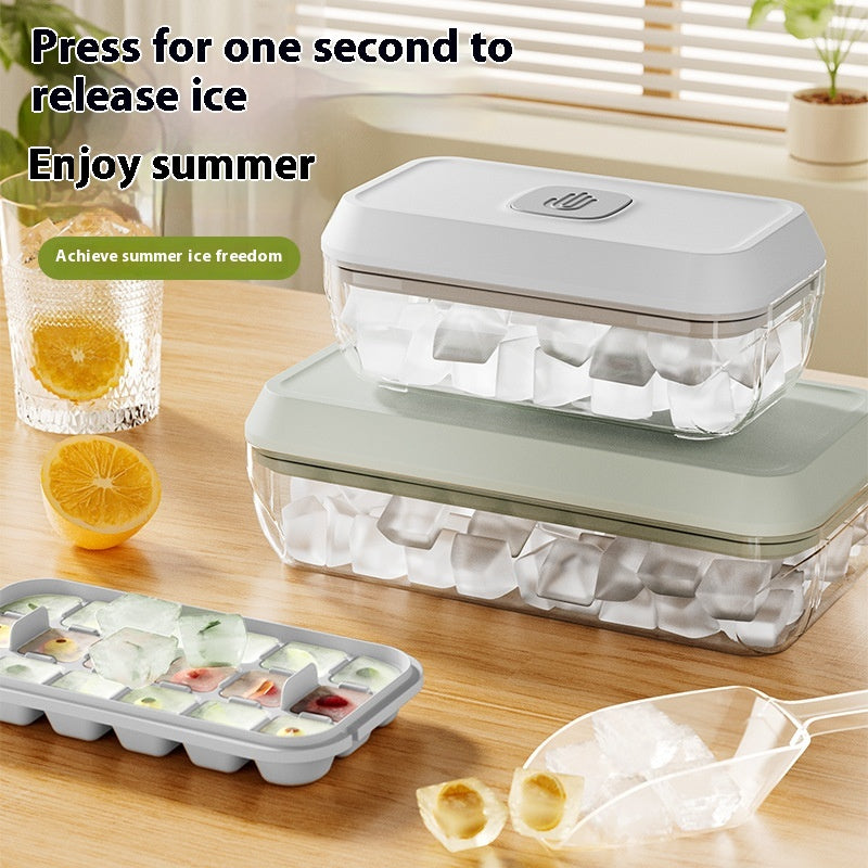 32 Grid Silicone Ice Cube Tray Mould With Lid Shovel Storage Box Remove
