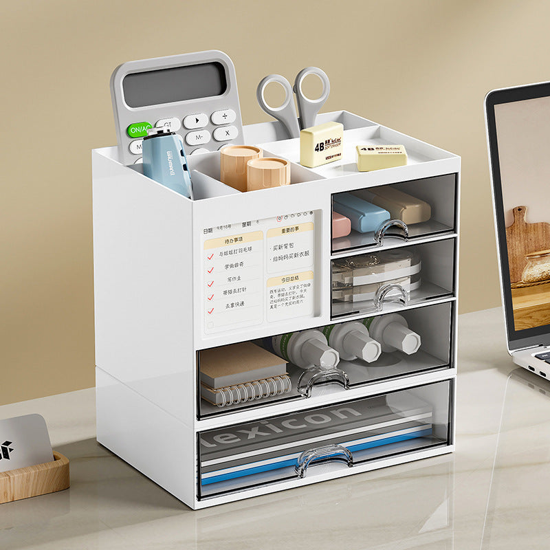 Divided Pen Holder Transparent Drawer-Style Multi-Functional Desk Organizer
