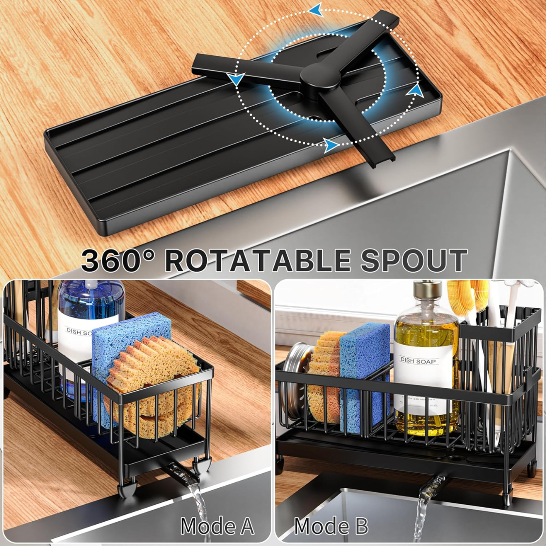 Kitchen Sink Caddy Organizer with Brush Holder
