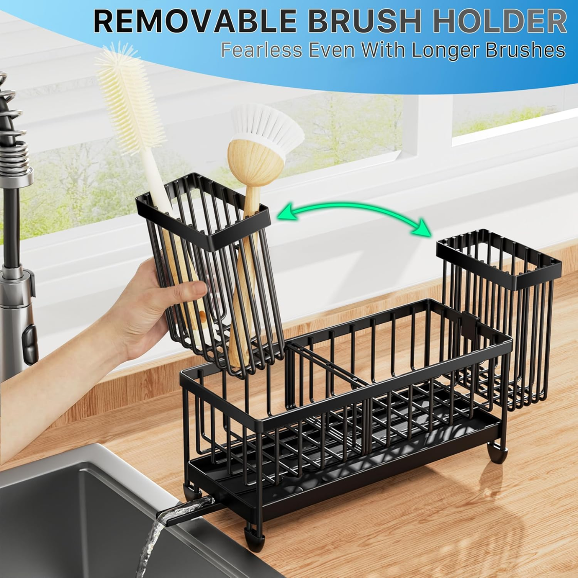 Kitchen Sink Caddy Organizer with Brush Holder