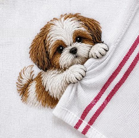 Kitchen Hand Towel Animal Embroidery
