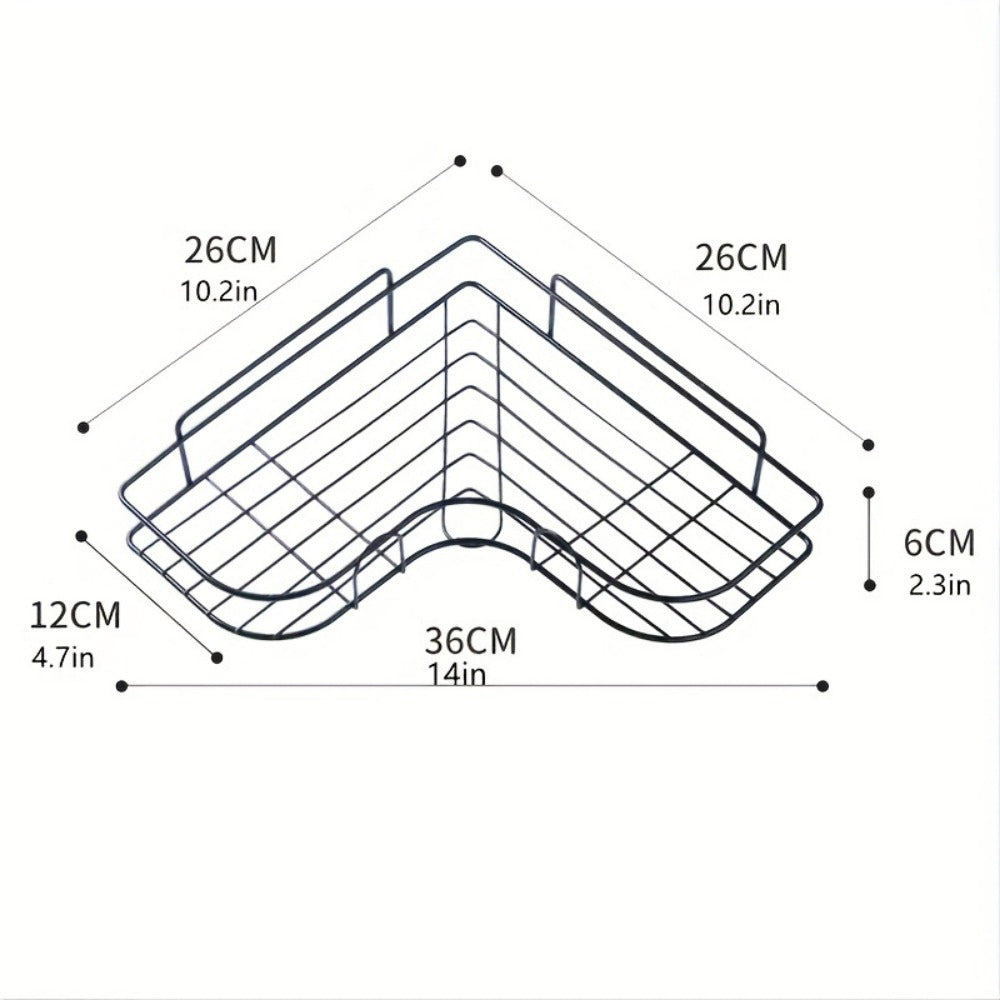 1pc Wall Mounted Bathroom Shelf, Shower Caddy Rack, No Punching Triangle