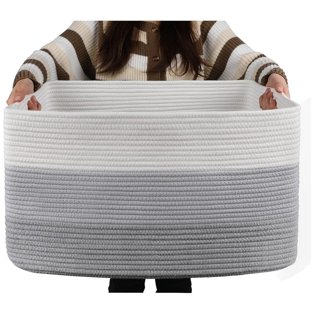 Gray cotton rope woven storage basket