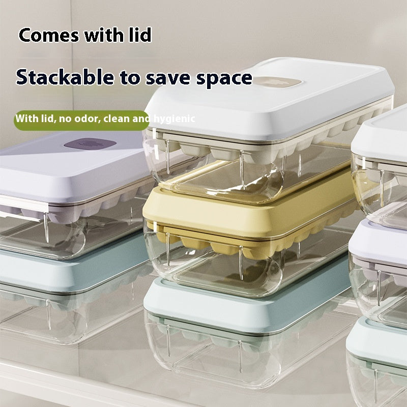 32 Grid Silicone Ice Cube Tray Mould With Lid Shovel Storage Box Remove