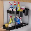 Kitchen Organizer: 2-Tier Under-Sink Shelf With Hooks And Cups, Spice Rack,