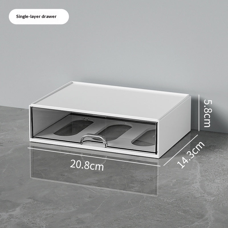 Divided Pen Holder Transparent Drawer-Style Multi-Functional Desk Organizer