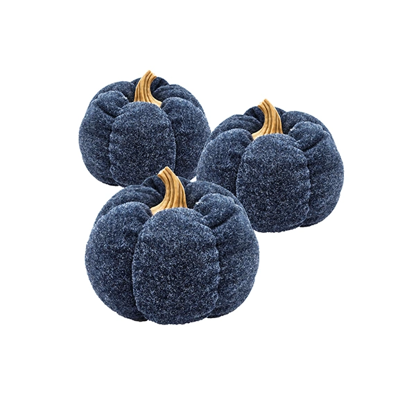 Three dark-blue decorative pumpkins