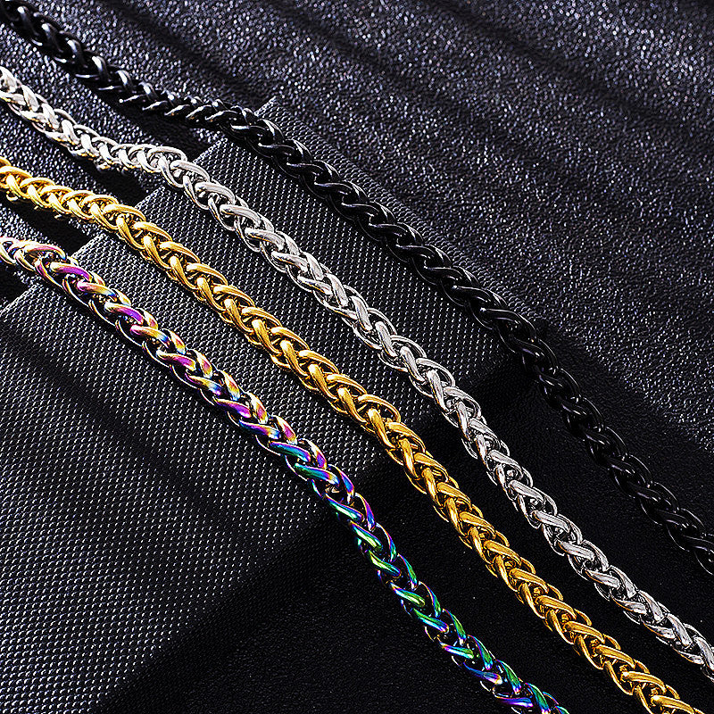 Men'S Simple Titanium Steel Flower Basket Necklace