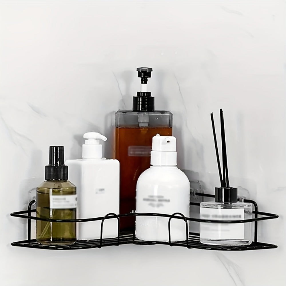 1pc Wall Mounted Bathroom Shelf, Shower Caddy Rack, No Punching Triangle