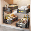 Pull-out Double-layer Lath Drawer Kitchen Cabinet Spice Jar Pull-out B