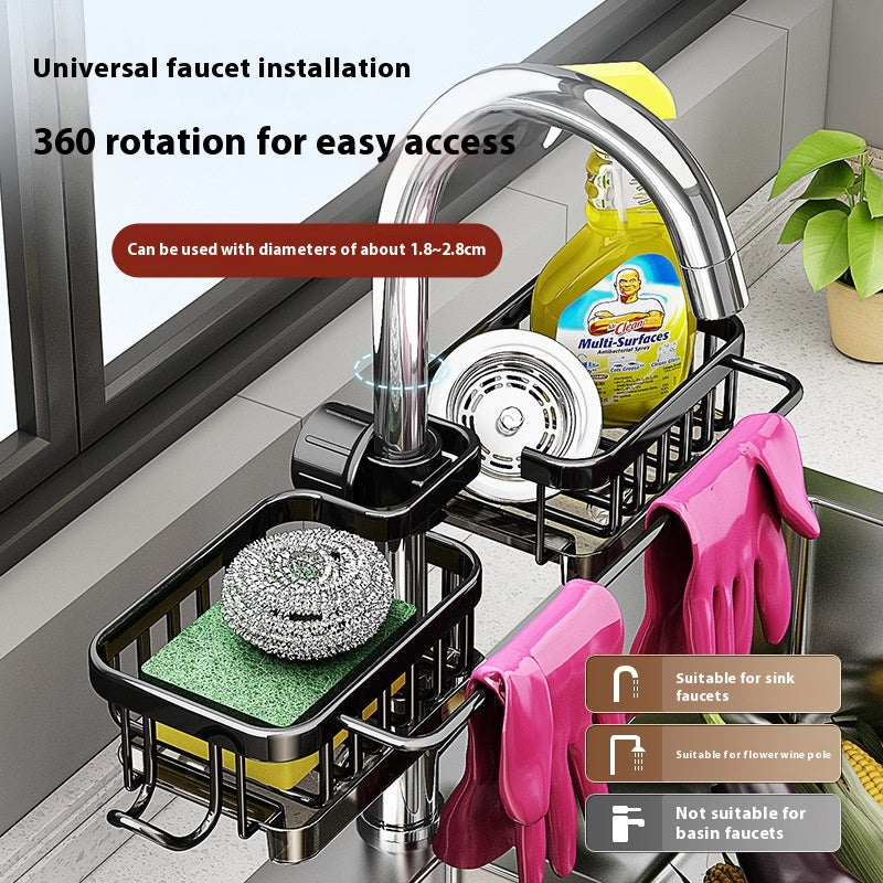 Kitchen Space Aluminum Sink Faucet Storage Rack Dishwasher Vegetable S