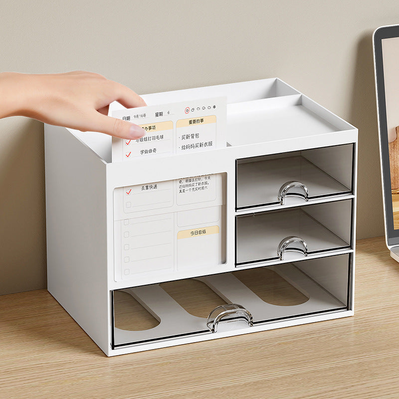 Divided Pen Holder Transparent Drawer-Style Multi-Functional Desk Organizer