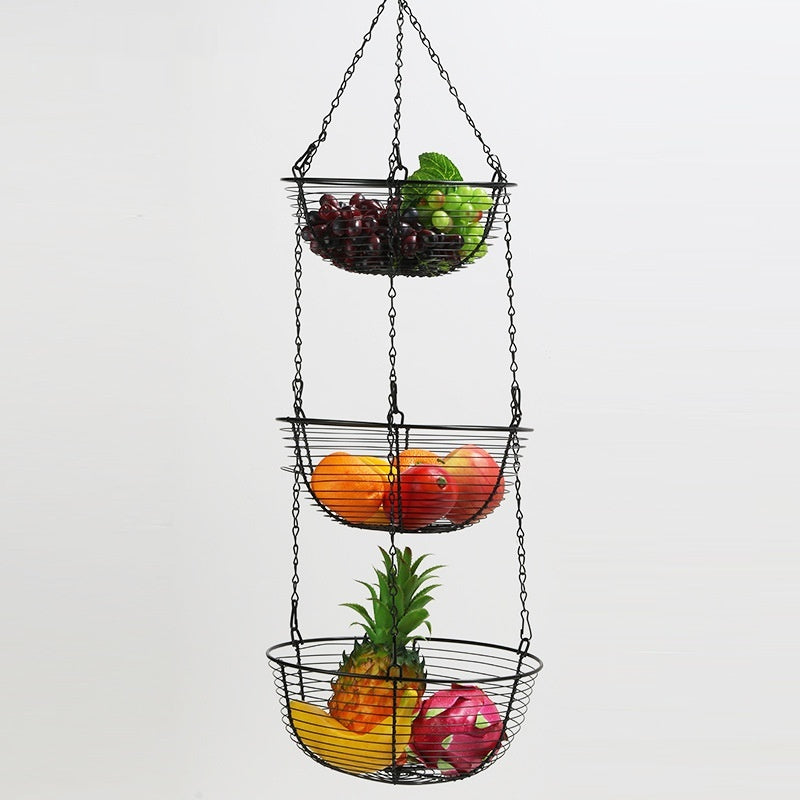European Iron Fruit Basket Creative Three-Layer