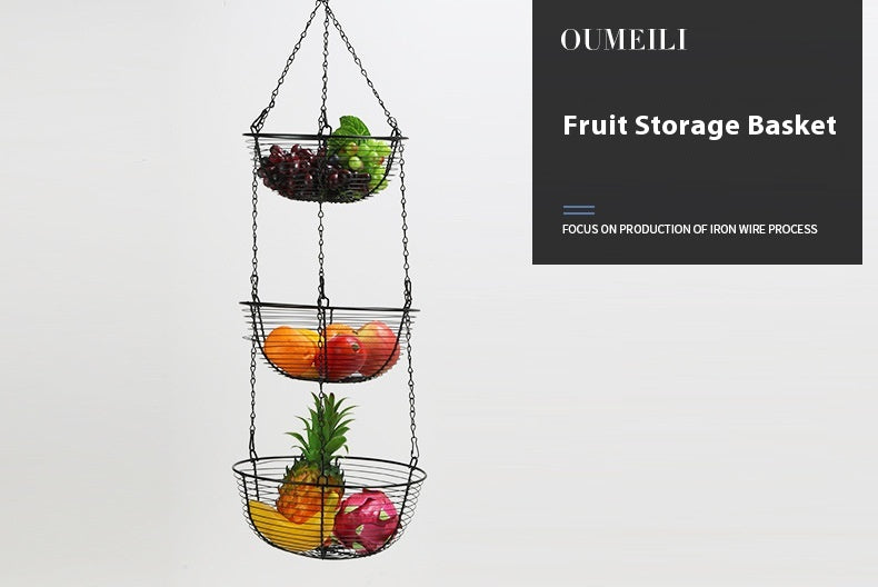 European Iron Fruit Basket Creative Three-Layer
